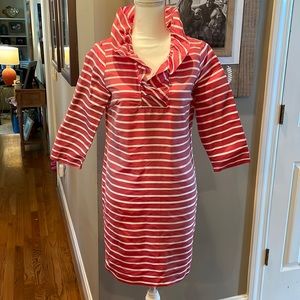Devon Baer Raw Silk Pink Red and White Striped Dress